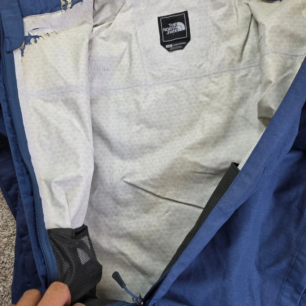 The North Face Rain Jacket Mens Large Blue Hooded Shell Gorpcore Outdoor Adult